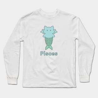 Pisces Cat Zodiac Sign with Text Long Sleeve T-Shirt